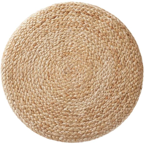 Håndlavet puf Banno elipse i jute, rund, boho-stil - beige