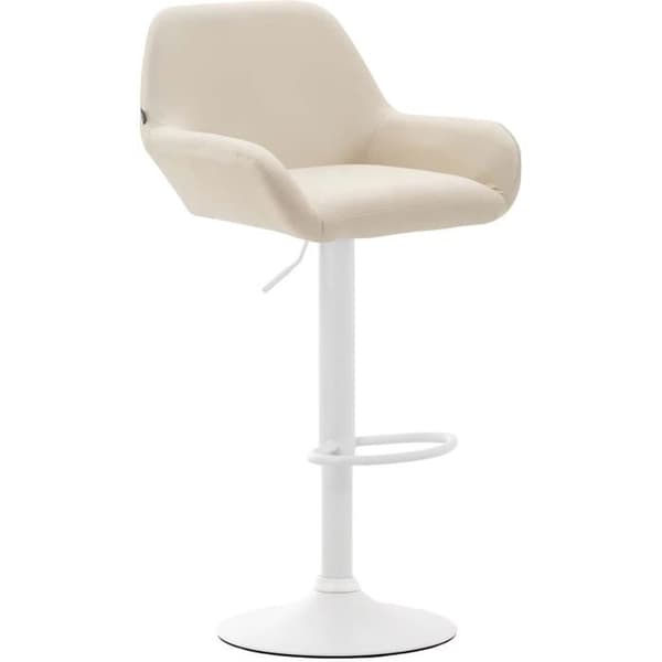 CLP Set med 2 Design Barstolar Braga I Konstläder I Höjdjusterbara I Med Ryggstöd och Ergonomisk Fotstöd - Beige