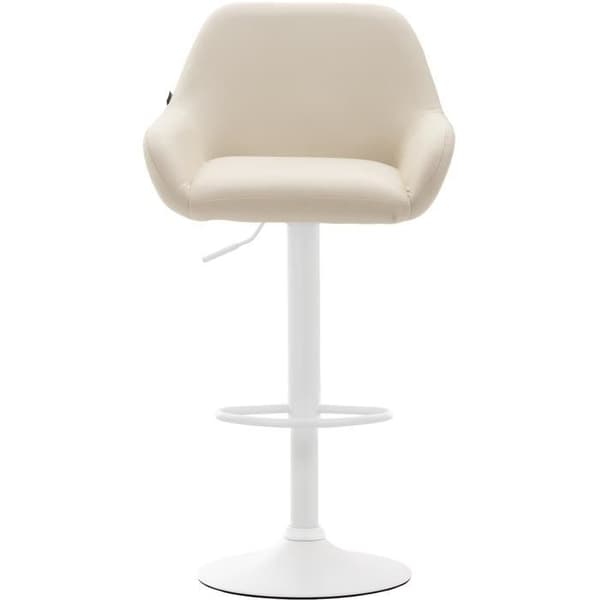 CLP Set med 2 Design Barstolar Braga I Konstläder I Höjdjusterbara I Med Ryggstöd och Ergonomisk Fotstöd - Beige