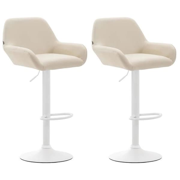 CLP Set med 2 Design Barstolar Braga I Konstläder I Höjdjusterbara I Med Ryggstöd och Ergonomisk Fotstöd - Beige