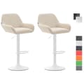 Miniatyrbild 1 av 4: CLP Set med 2 Design Barstolar Braga I Konstläder I Höjdjusterbara I Med Ryggstöd och Ergonomisk Fotstöd - Beige