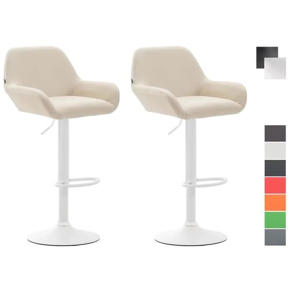 CLP Set med 2 Design Barstolar Braga I Konstläder I Höjdjusterbara I Med Ryggstöd och Ergonomisk Fotstöd - Beige
