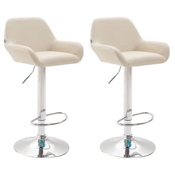 CLP Set med 2 Design Barstolar Braga I Konstläder I Höjdjusterbara I Med Ryggstöd och Ergonomisk Fotstöd - Beige