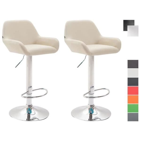 CLP Set med 2 Design Barstolar Braga I Konstläder I Höjdjusterbara I Med Ryggstöd och Ergonomisk Fotstöd - Beige