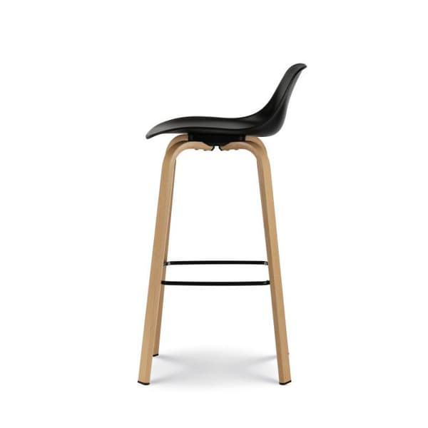 Set med 2 svarta barstolar i skandinavisk stil med metallben i trälook - Höjd 76 cm