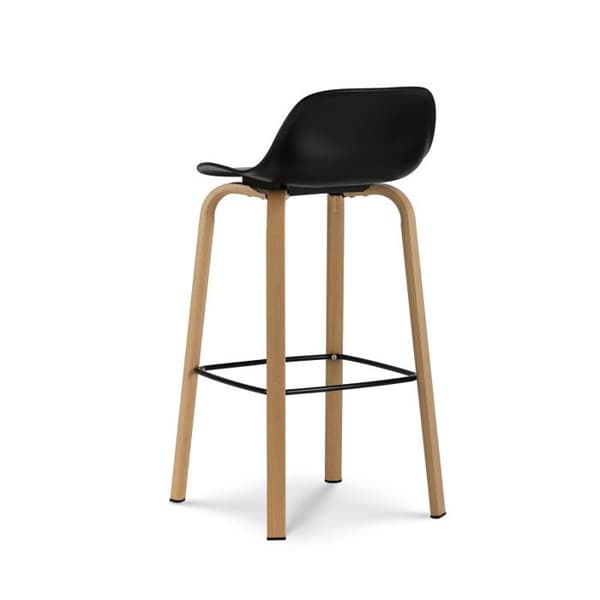 Set med 2 svarta barstolar i skandinavisk stil med metallben i trälook - Höjd 76 cm