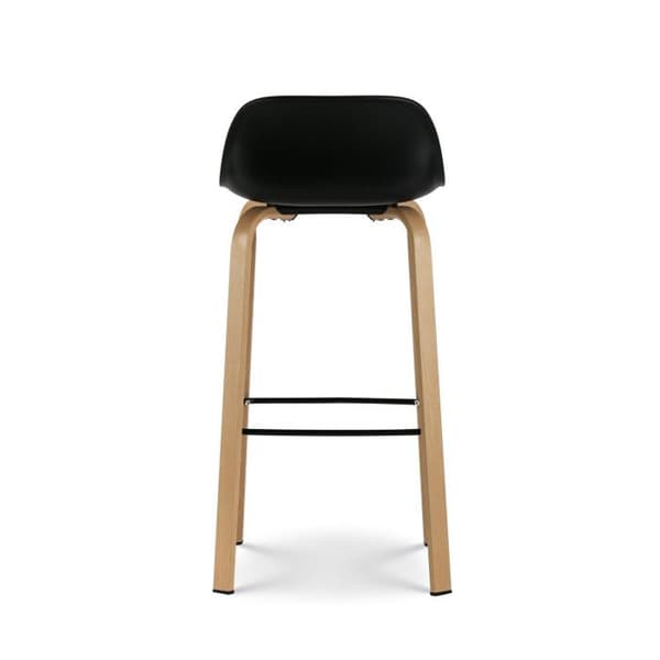 Set med 2 svarta barstolar i skandinavisk stil med metallben i trälook - Höjd 76 cm