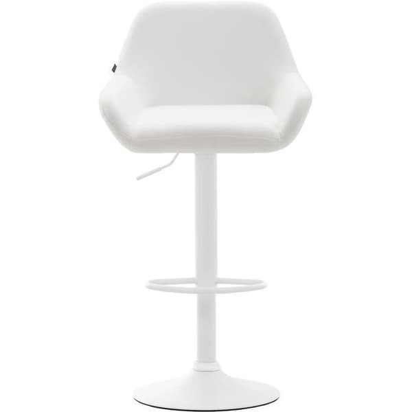 CLP Set med 2 Barstolar Design Braga Syntetiskt Skinn I Höjdjusterbar I Med Ryggstöd Och Ergonomisk Fotstöd - Vit