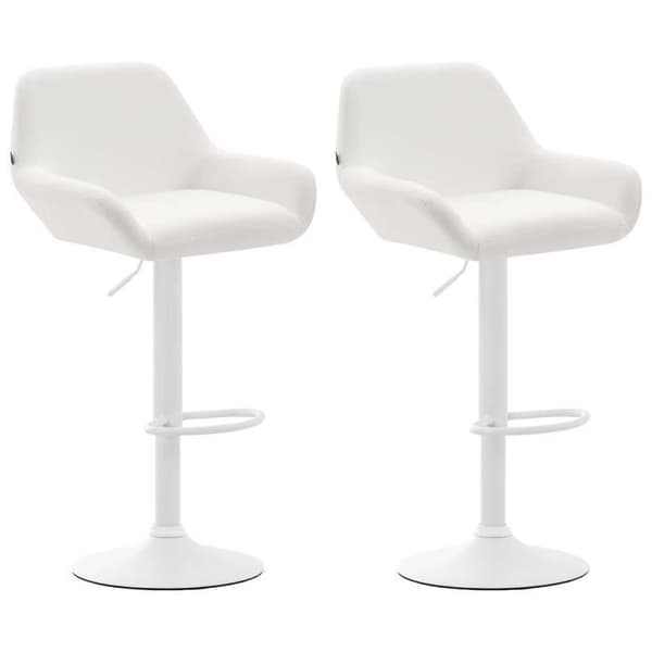 CLP Set med 2 Barstolar Design Braga Syntetiskt Skinn I Höjdjusterbar I Med Ryggstöd Och Ergonomisk Fotstöd - Vit