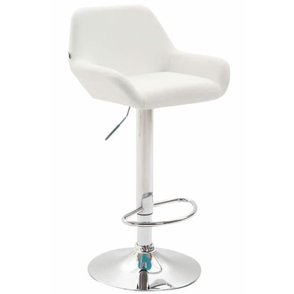 CLP Set med 2 Barstolar Design Braga Syntetiskt Skinn I Höjdjusterbar I Med Ryggstöd Och Ergonomisk Fotstöd - Vit