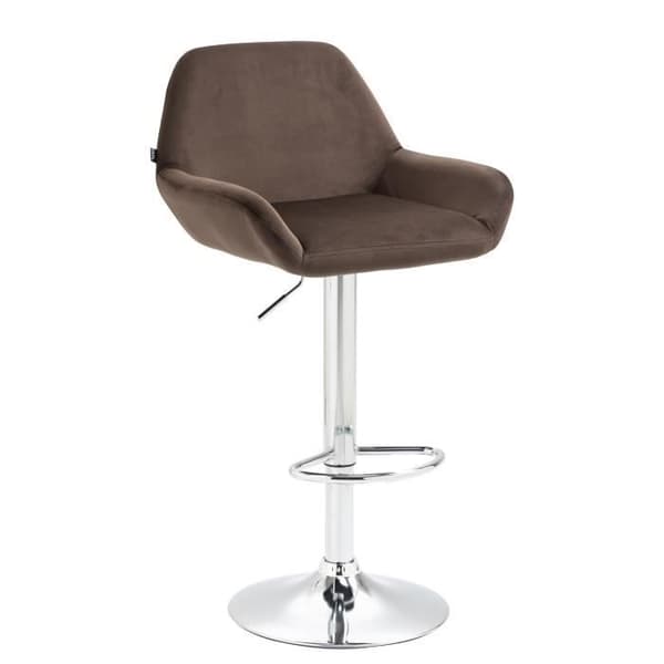 Braga Velvet Barpall med justerbar vridbar sits och metallben, brun-krom