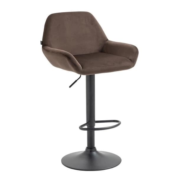 Braga Velvet Barpall med justerbar vridbar sits och metallben, brun-svart