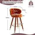 Miniatyrbild 4 av 4: Barstol - Noname - 360° - Orange sammet - Set med 2 - Ben i massivt trä
