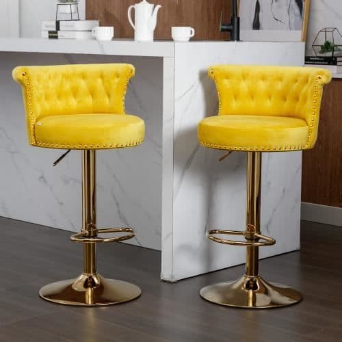 Barstolar - Ej specificerad - 2PC-SET - Gul - Höjdjusterbar - 360° vridbar
