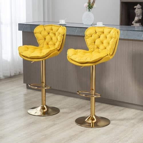 Barstolar - Ej specificerad - 2PC-SET - Gul - Höjdjusterbar - 360° vridbar