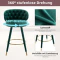 Miniatyrbild 3 av 4: Barstol - Noname - 360° - Sammet - Massivt trä - Grön - 2-pack
