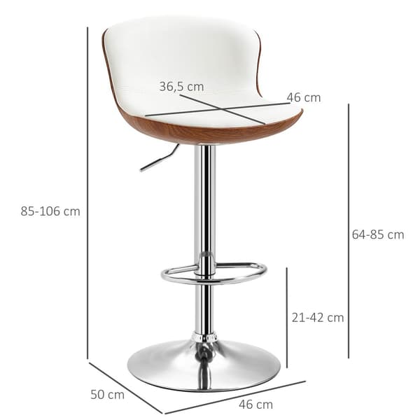 Rootz 2 stykker Justerbar barkrakker - Køkken afføring - Rotatable stole - Ergonomisk komfort - 46W x 50d x 85-106h cm