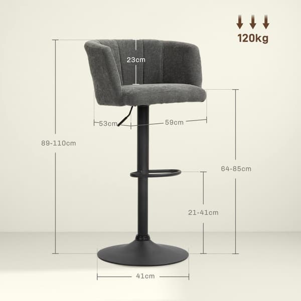 Rootz Barstole Sæt på 2 - Shell Back - Højdejusterbare stole - Komfortfodstøtte - 59 cm x 53 cm x 89-110cm