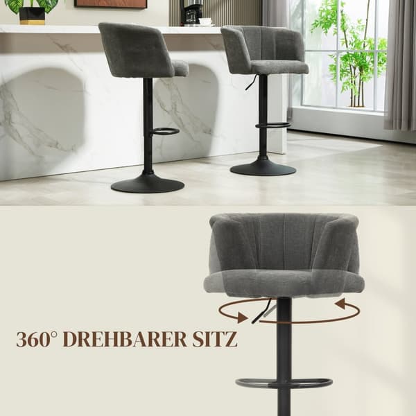 Rootz Barstole Sæt på 2 - Shell Back - Højdejusterbare stole - Komfortfodstøtte - 59 cm x 53 cm x 89-110cm