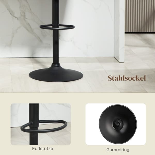 Rootz Barstole Sæt på 2 - Shell Back - Højdejusterbare stole - Komfortfodstøtte - 59 cm x 53 cm x 89-110cm