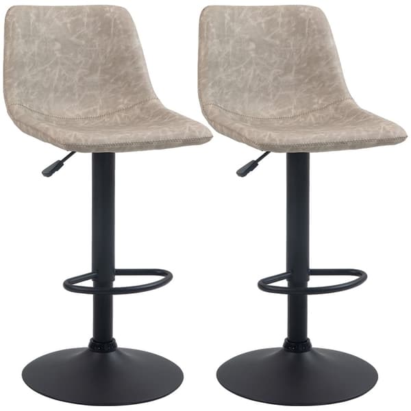 Rootz justerbar svängbar barstolar set - Retro kökpallar - faux läderstångar - Höjd justerbar - 42x47.5x90.5-111.5 cm brunsvart