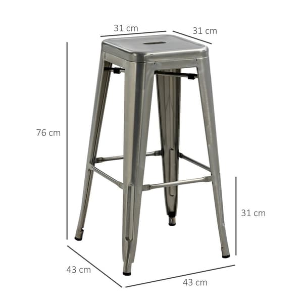 ROTZ SET AV 4 INDUSTRIAL Barstolar - Metallstapelbara stolar - Loftstil Sitting - Footstödkomfort - 43L x 43W x 76H cm