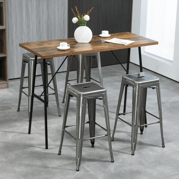 ROTZ SET AV 4 INDUSTRIAL Barstolar - Metallstapelbara stolar - Loftstil Sitting - Footstödkomfort - 43L x 43W x 76H cm