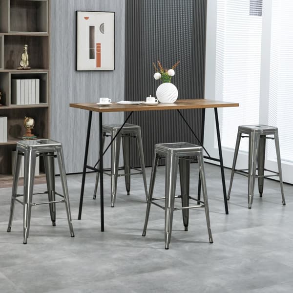ROTZ SET AV 4 INDUSTRIAL Barstolar - Metallstapelbara stolar - Loftstil Sitting - Footstödkomfort - 43L x 43W x 76H cm