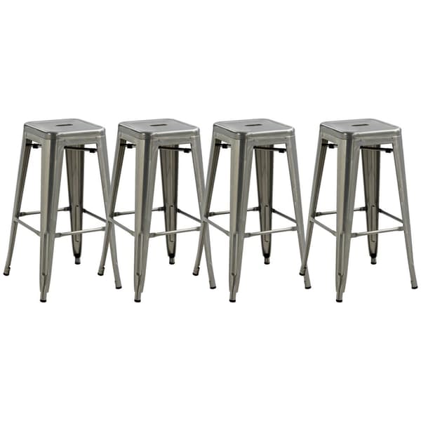 ROTZ SET AV 4 INDUSTRIAL Barstolar - Metallstapelbara stolar - Loftstil Sitting - Footstödkomfort - 43L x 43W x 76H cm