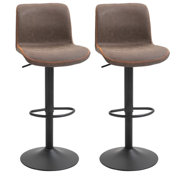 Rootz Sæt med 2 vintage barkrakker - Justerbar højde - drejelig afføring - Fodstøtte komfort - faux læder - 42 cm x 51 cm x 85-106 cm