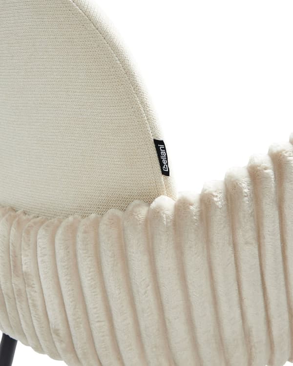 Sett med 2 Barstoler Lys Beige Stofftrekk med Fløyelsarmlener Retro Design