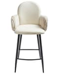Miniatyrbillede 5 af 11: Barstole med Armlæn Beige Sæt af 2 Høj Køkkenstole Retro Ryglæn Design Fodstøtte Counterstol til Barbord Stole til Køkkenø