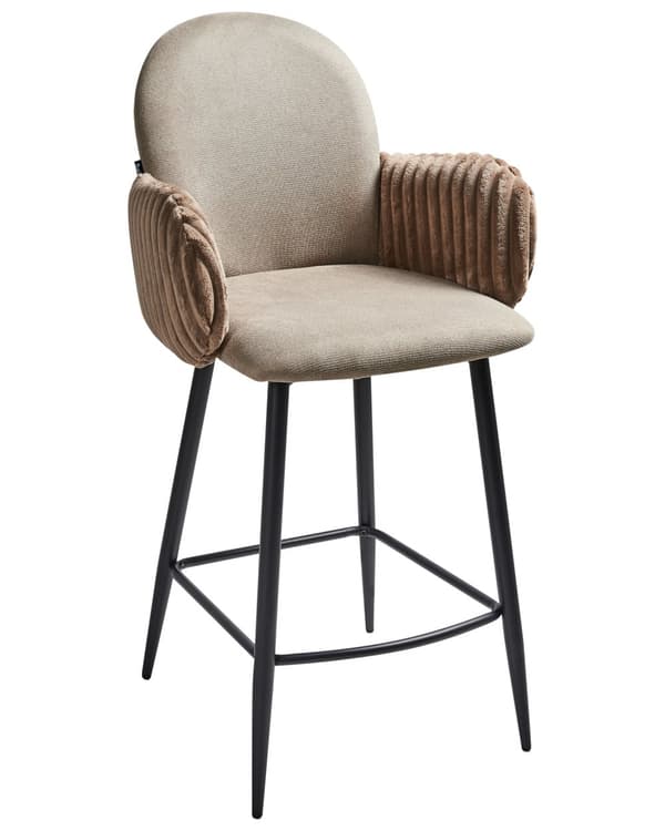 Barstole med Armlæn Taupe Sæt af 2 Høj Køkkenstole Retro Ryglæn Design Fodstøtte Counterstol til Barbord Stole til Køkkenø