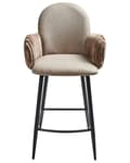 Miniatyrbillede 5 af 11: Barstole med Armlæn Taupe Sæt af 2 Høj Køkkenstole Retro Ryglæn Design Fodstøtte Counterstol til Barbord Stole til Køkkenø