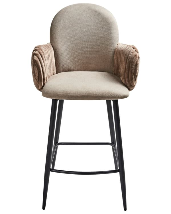 Barstole med Armlæn Taupe Sæt af 2 Høj Køkkenstole Retro Ryglæn Design Fodstøtte Counterstol til Barbord Stole til Køkkenø