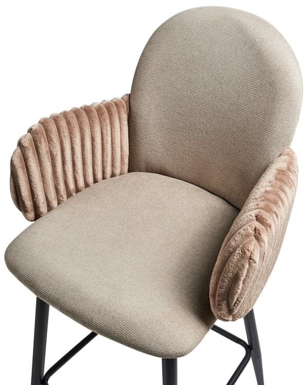 Barstole med Armlæn Taupe Sæt af 2 Høj Køkkenstole Retro Ryglæn Design Fodstøtte Counterstol til Barbord Stole til Køkkenø