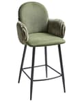 Miniatyrbillede 4 af 11: Barstole med Armlæn Grøn Sæt af 2 Høj Køkkenstole Retro Ryglæn Design Fodstøtte Counterstol til Barbord Stole til Køkkenø