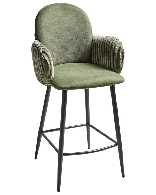Barstole med Armlæn Grøn Sæt af 2 Høj Køkkenstole Retro Ryglæn Design Fodstøtte Counterstol til Barbord Stole til Køkkenø