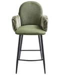 Miniatyrbillede 5 af 11: Barstole med Armlæn Grøn Sæt af 2 Høj Køkkenstole Retro Ryglæn Design Fodstøtte Counterstol til Barbord Stole til Køkkenø