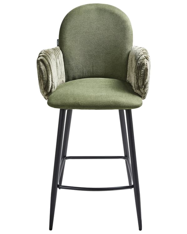 Barstole med Armlæn Grøn Sæt af 2 Høj Køkkenstole Retro Ryglæn Design Fodstøtte Counterstol til Barbord Stole til Køkkenø