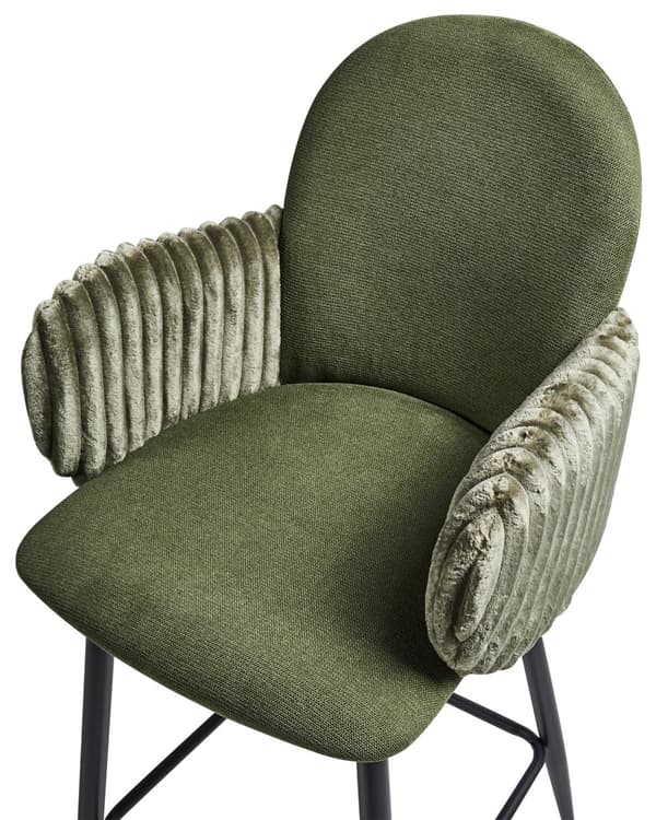 Barstole med Armlæn Grøn Sæt af 2 Høj Køkkenstole Retro Ryglæn Design Fodstøtte Counterstol til Barbord Stole til Køkkenø
