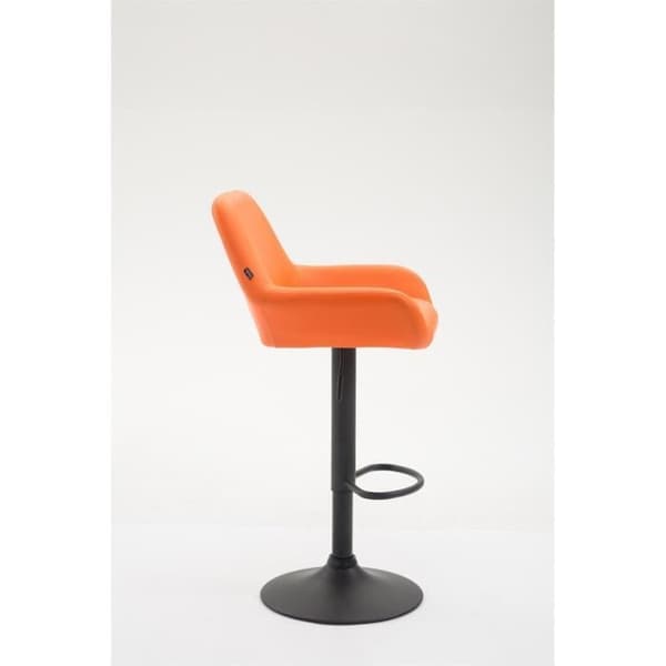 Barstol - MAGNIEU - Syntetiskt läder - Orange - Höjdjusterbar - Med armstöd