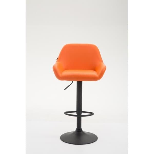 Barstol - MAGNIEU - Syntetiskt läder - Orange - Höjdjusterbar - Med armstöd