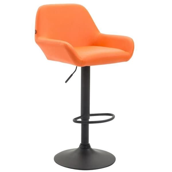Barstol - MAGNIEU - Syntetiskt läder - Orange - Höjdjusterbar - Med armstöd