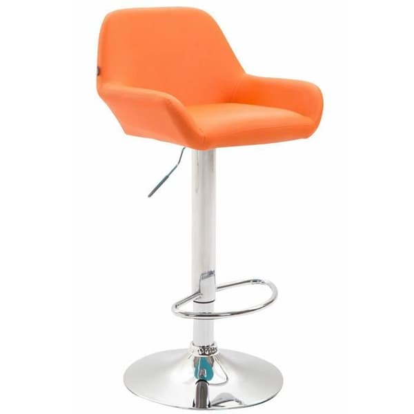 CLP 2-Pack Design Barstolar Braga Konstläder I Höjdjusterbara I Med Ryggstöd Och Ergonomisk Fotstöd - Orange
