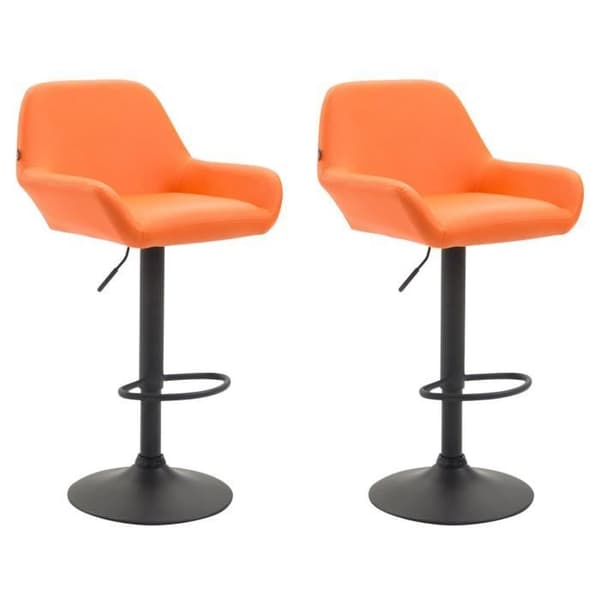 Set med 2 barstolar Braga i Syntetläder, Orange-Svart