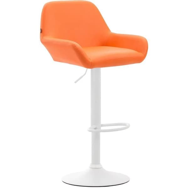 CLP 2-Pack Design Barstolar Braga Konstläder I Höjdjusterbara I Med Ryggstöd Och Ergonomisk Fotstöd - Orange