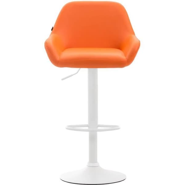 CLP 2-Pack Design Barstolar Braga Konstläder I Höjdjusterbara I Med Ryggstöd Och Ergonomisk Fotstöd - Orange