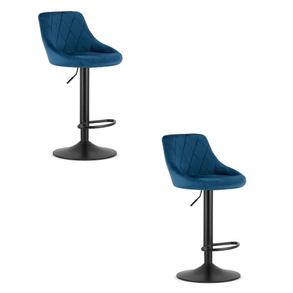 KAST skammel - marineblå fløjl / sort base x 2