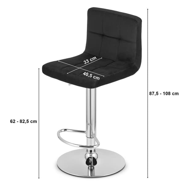 PROT skammel - sort fløjl / krom base x 2